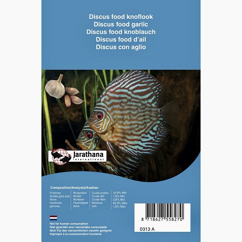 Frozen Discus food with garlic in blister pack